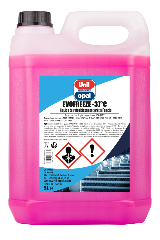 Liquide de refroidissement Unil Opal EVOFREEZE -37 °C – 5 L