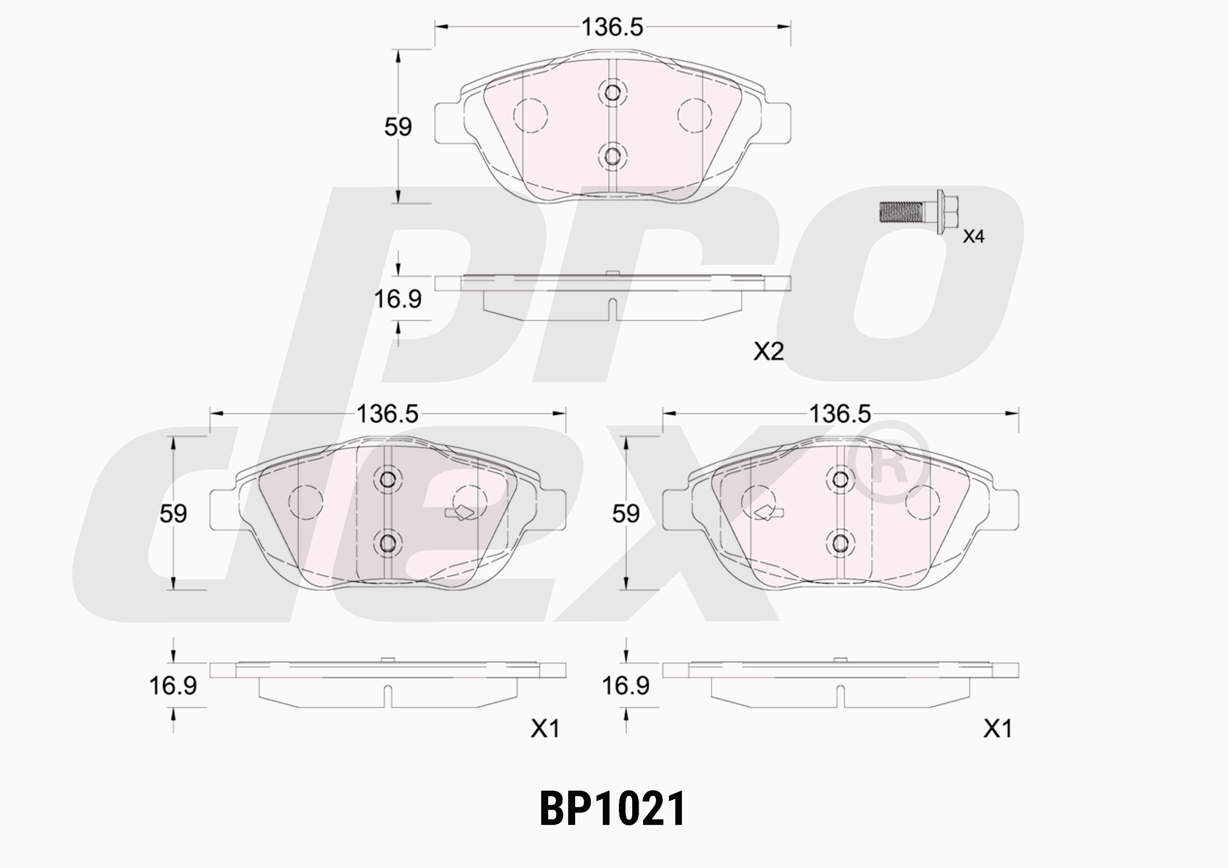 Plaquettes de frein avant (jeu de 4) Prodex BP1021 pour Peugeot 2008 I, Citroën C3 II, C3 III