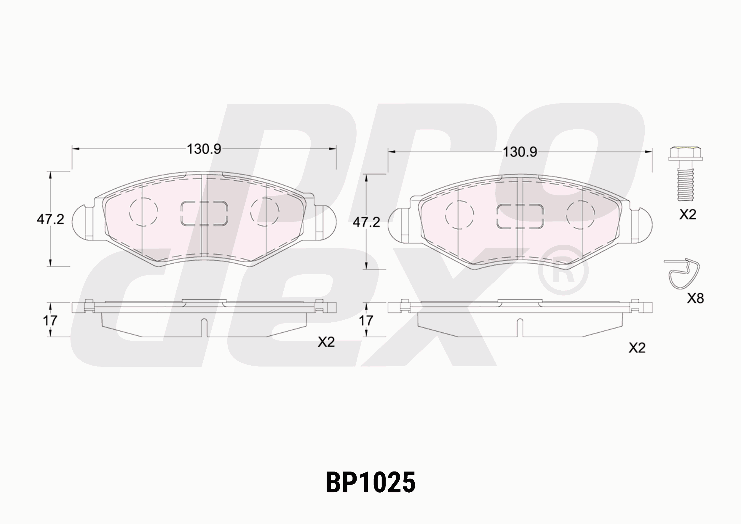 Plaquettes de frein avant (jeu de 4) Prodex BP1025 pour Peugeot 206, 206+