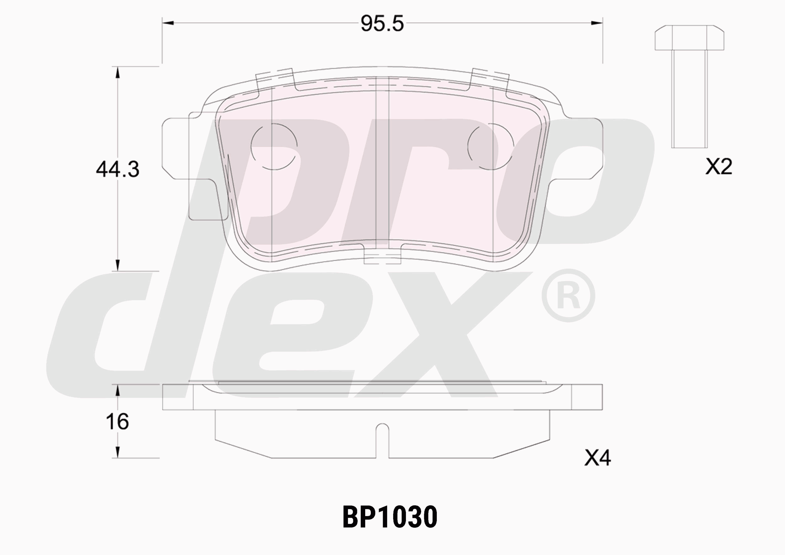 Plaquettes de frein arrière (jeu de 4) Prodex BP1030 pour Renault Kangoo Express