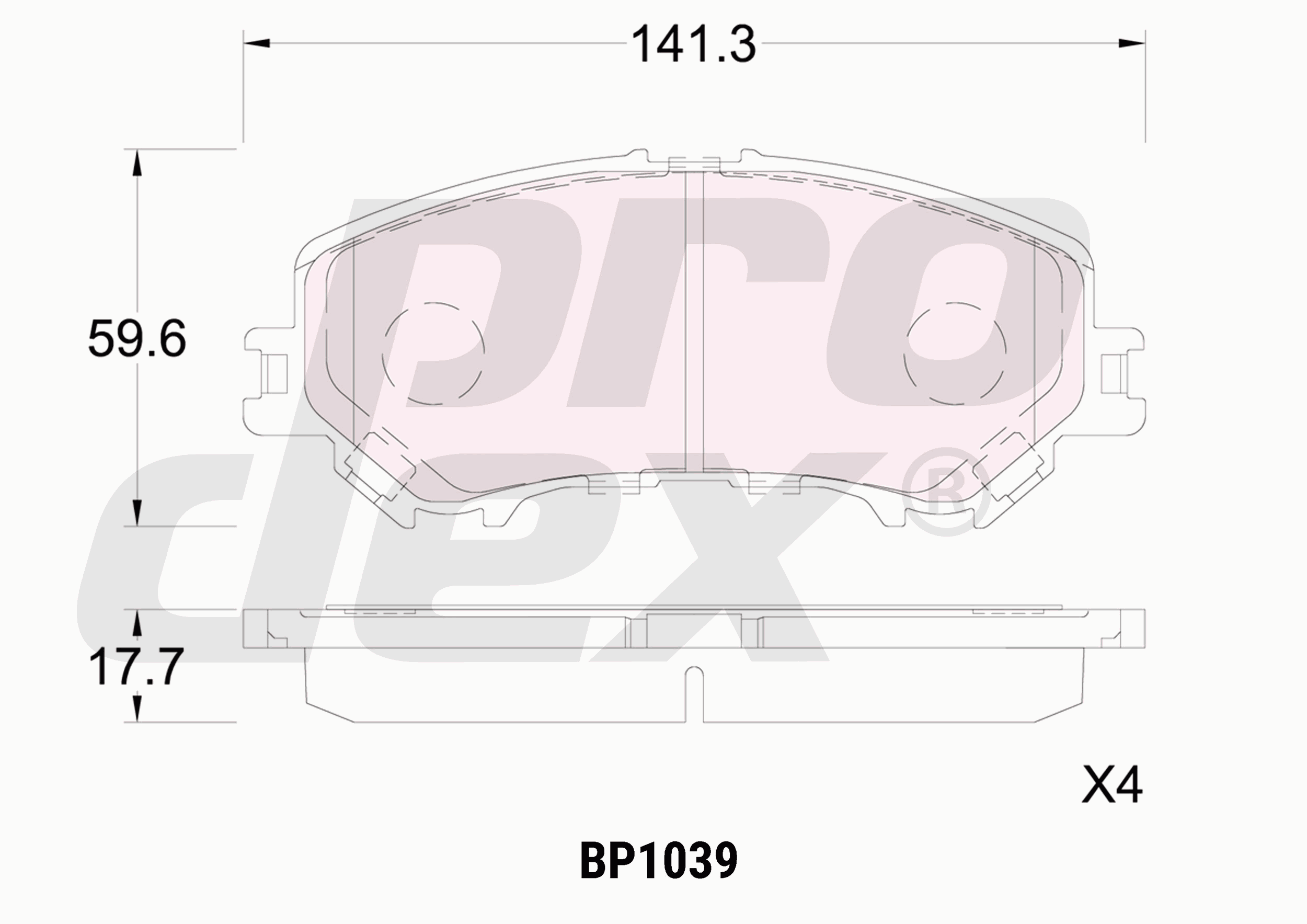 Plaquettes de frein avant (jeu de 4) Prodex BP1039 pour Renault Kadjar, Nissan Qashqai II, X-Trail III