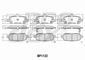 Plaquettes de frein arrière (jeu de 4) Prodex BP1122 pour Nissan Juke, Qashqai I, Qashqai II