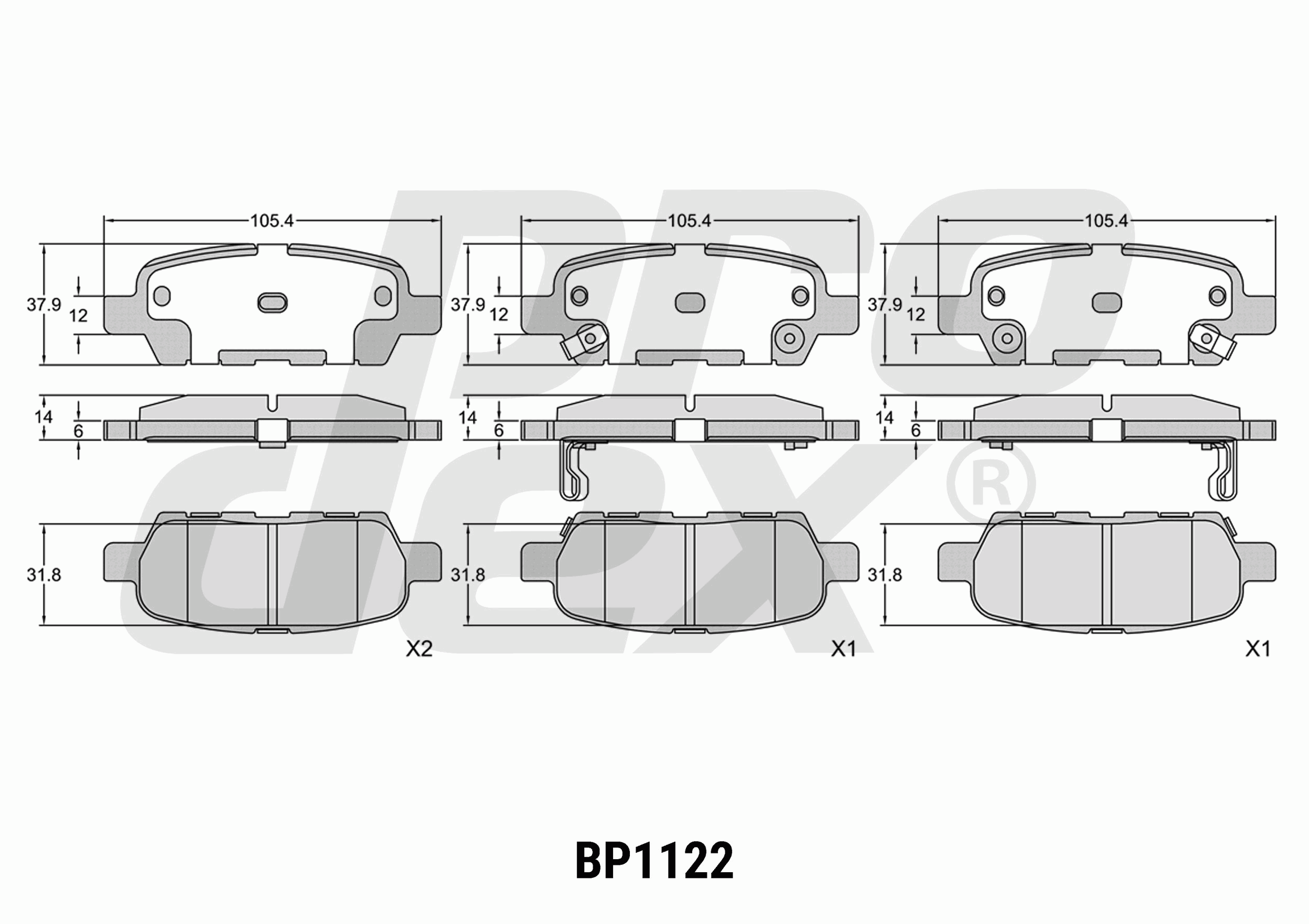 Plaquettes de frein arrière (jeu de 4) Prodex BP1122 pour Nissan Juke, Qashqai I, Qashqai II