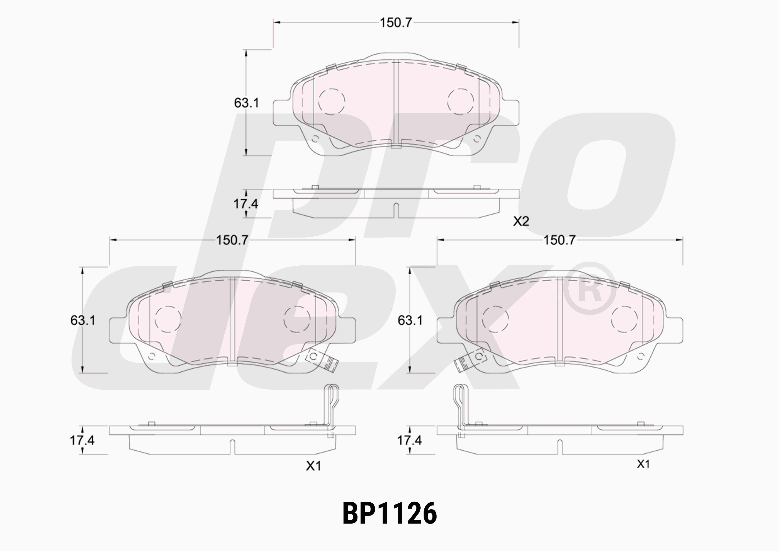 Plaquettes de frein avant (jeu de 4) Prodex BP1126 pour Toyota Corolla Verso, Avensis