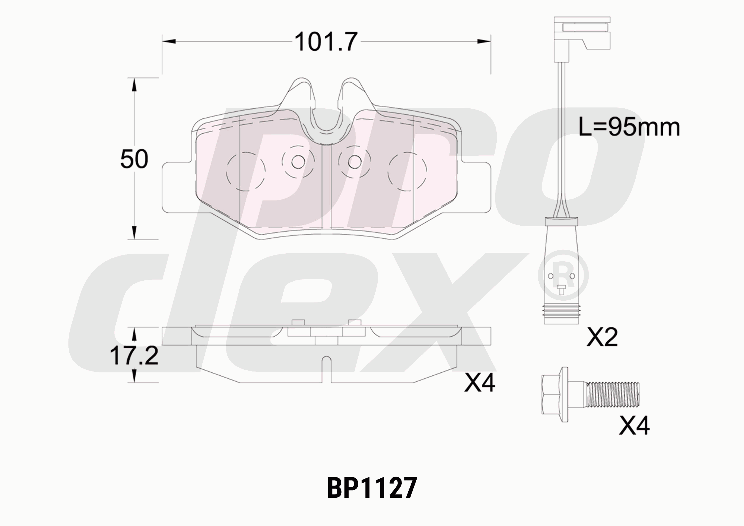 Plaquettes de frein arrière (jeu de 4) Prodex BP1127 pour Mercedes-Benz Vito / Mixto