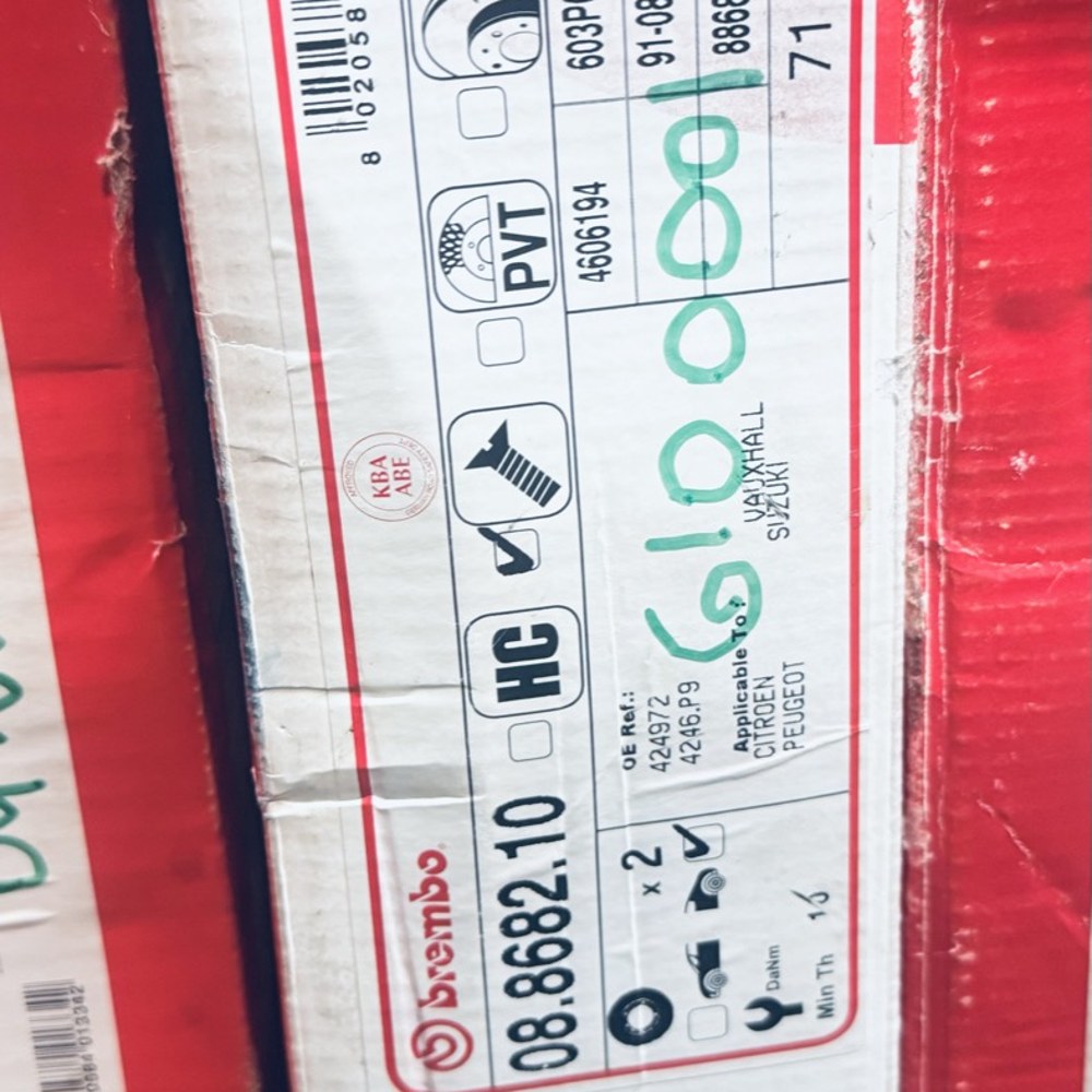 Jeu de 2 disques de frein arrière Brembo 08.8682.10 – Peugeot 407, 508, 607, RCZ / Citroën C5 III