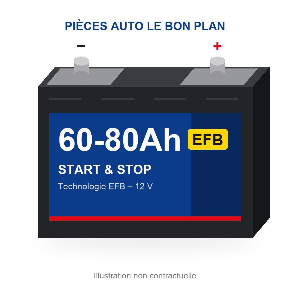 Batterie voiture Prodex EFB Start & Stop – 60 à 80 Ah