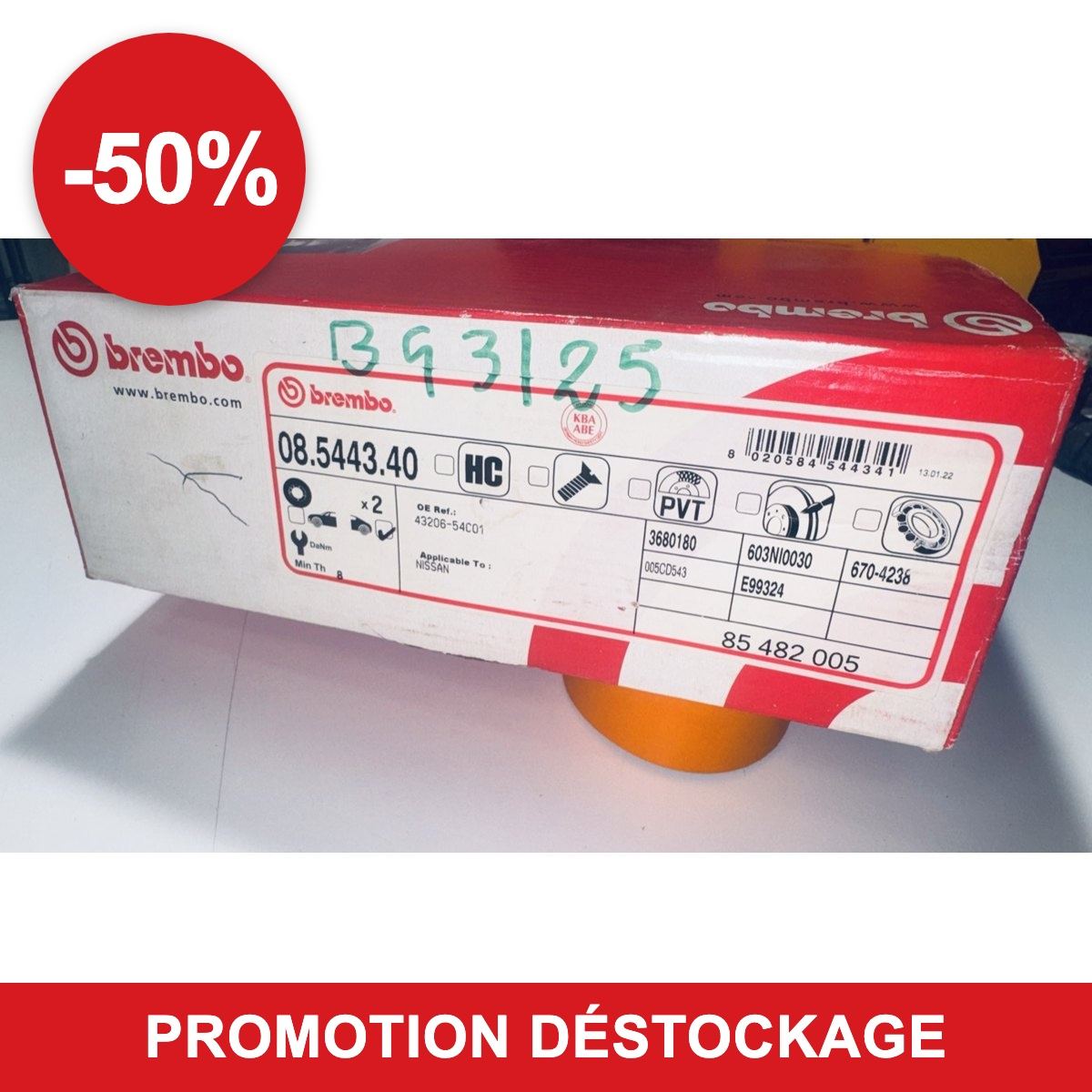 Jeu de 2 disques de frein Brembo 08.5443.40 – Nissan Almera N15, Sunny N14, 100NX en promotion -50 %