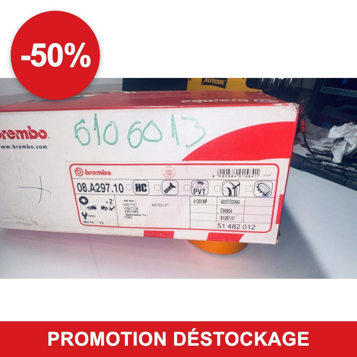 Jeu de 2 disques de frein Brembo 08.A297.10 – Ford en promotion -50 %