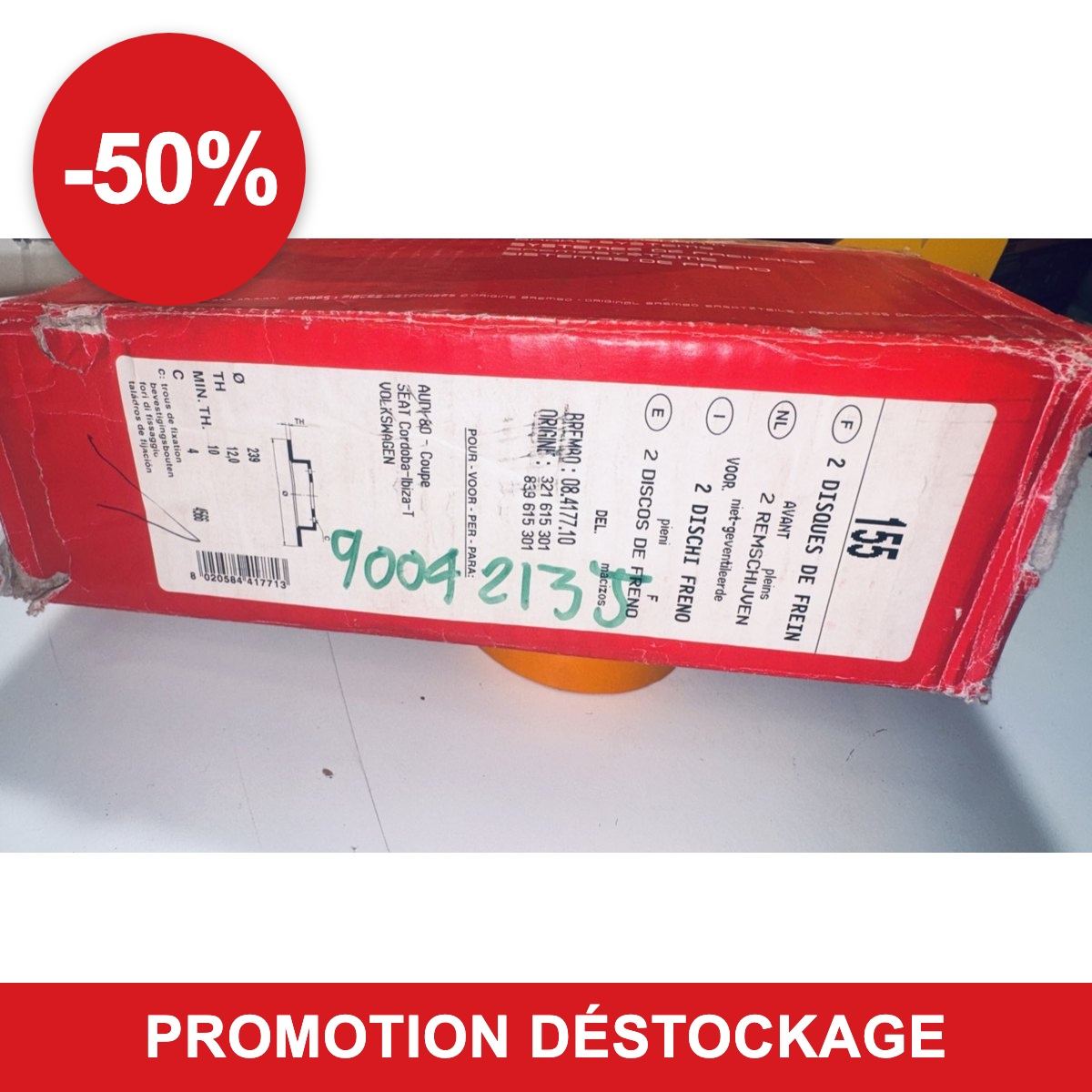 Jeu de 2 disques de frein Brembo 08.4177.10 – VW Golf III, Jetta II, Seat Ibiza, Cordoba, Audi 80 en promotion -50 %