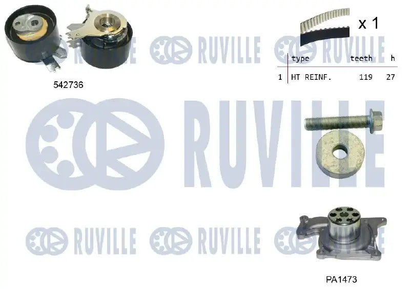 Kit de courroie crantée pour 1.5DCI 119 DENTS