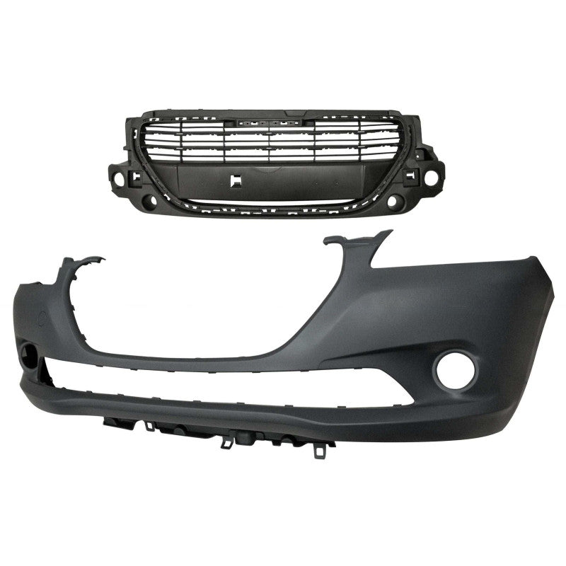 Pare-choc avant noir avec trous anti-brouillards et grille Peugeot 301 depuis 2012