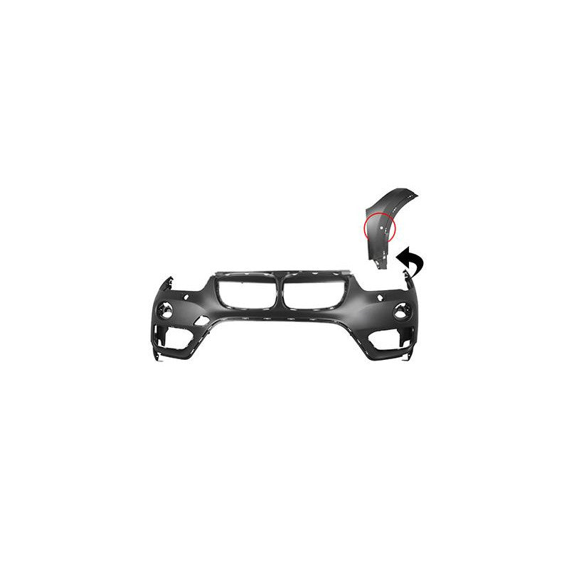 Pare-choc avant supérieur à peindre avec trous radars et lave-phares BMW X1 F48 phase 1 2015-2020