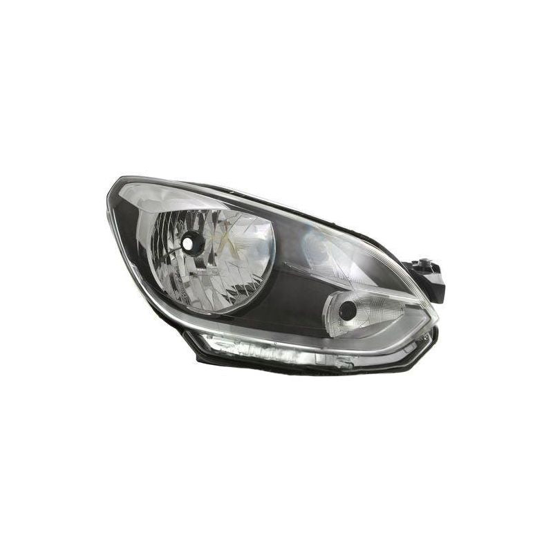 Phare avant droit noir et chromé H4 Volkswagen Up phase 1 2012-2016