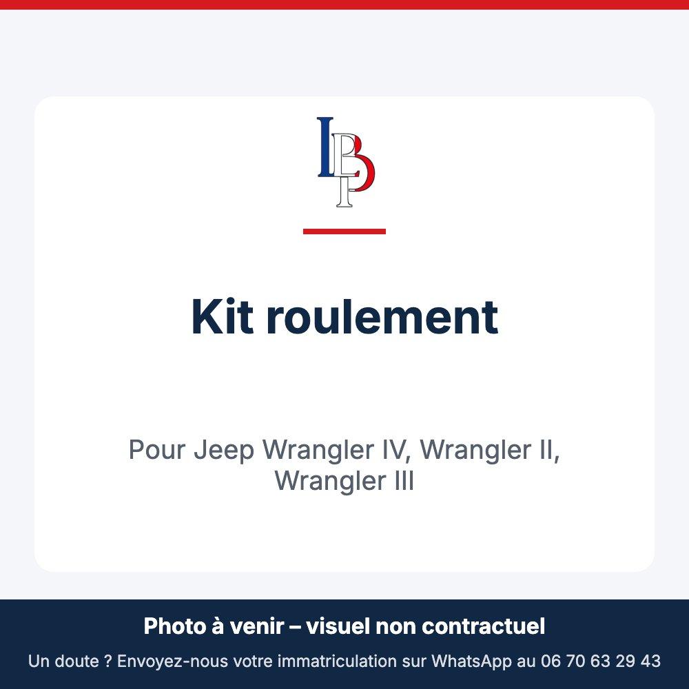 Kit roulement pour Jeep Wrangler IV, Wrangler II, Wrangler III