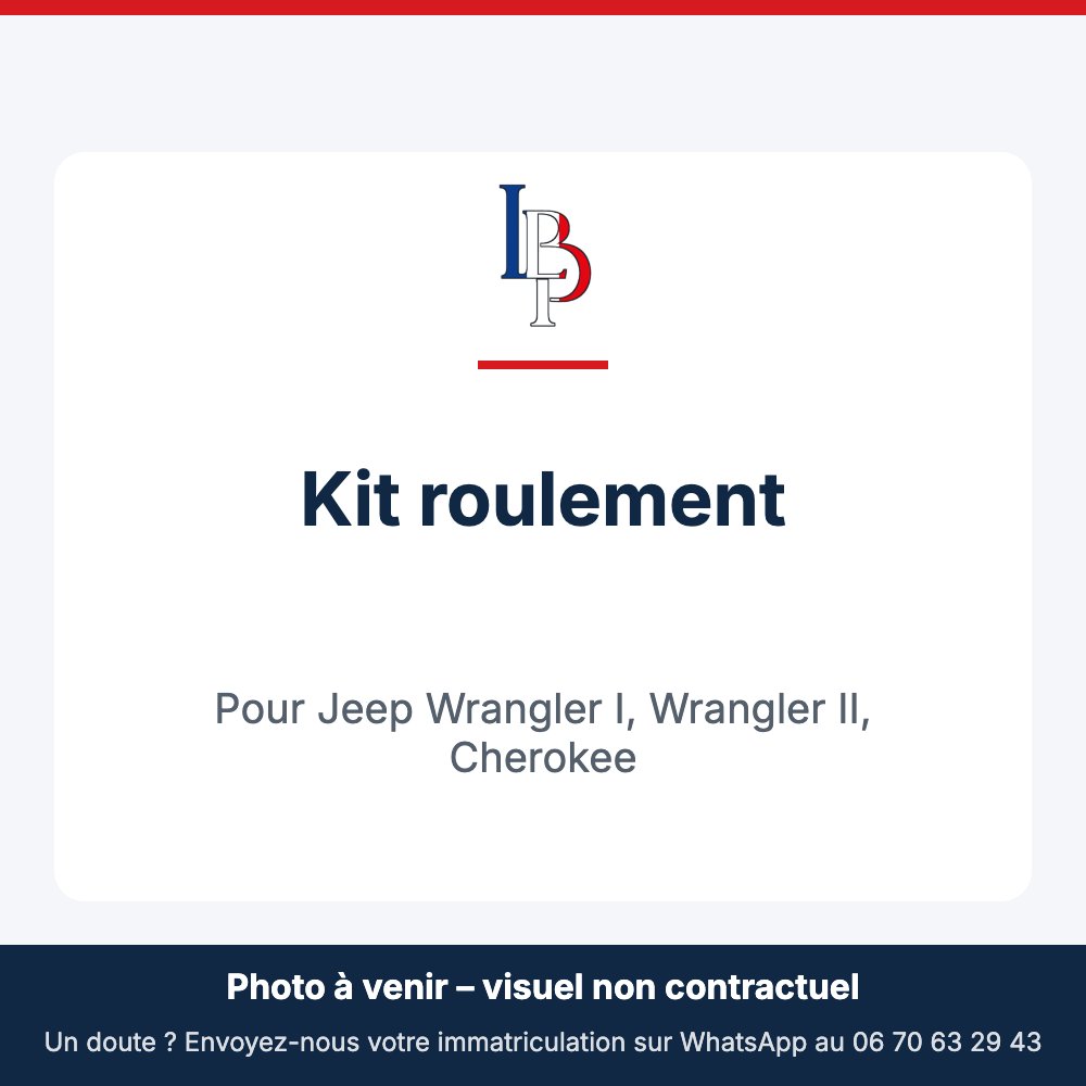 Kit roulement pour Jeep Wrangler I, Wrangler II, Cherokee