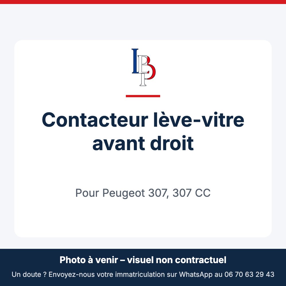 Contacteur lève-vitre avant droit pour Peugeot 307, 307 CC