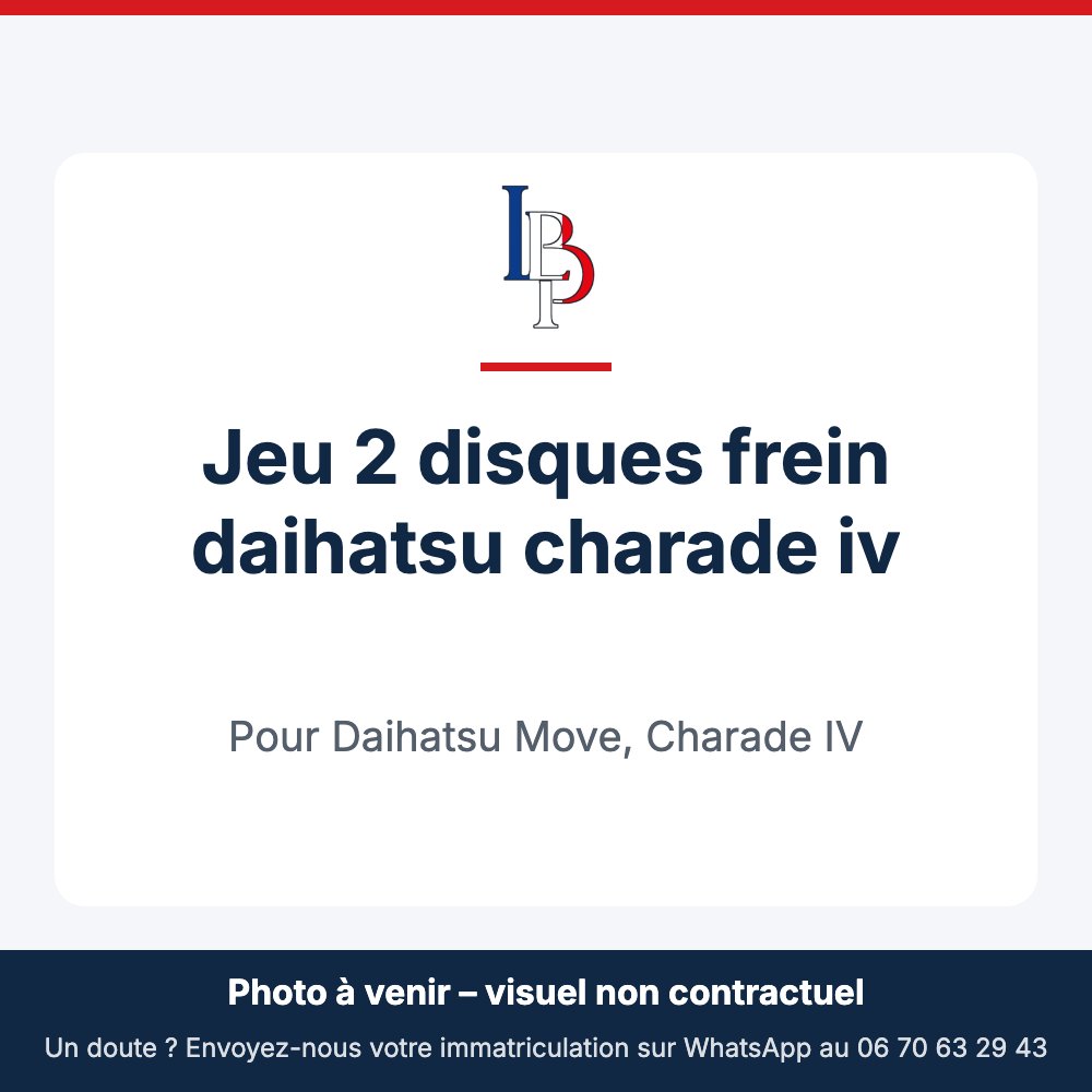 Jeu 2 disques frein daihatsu charade iv pour Daihatsu Move, Charade IV