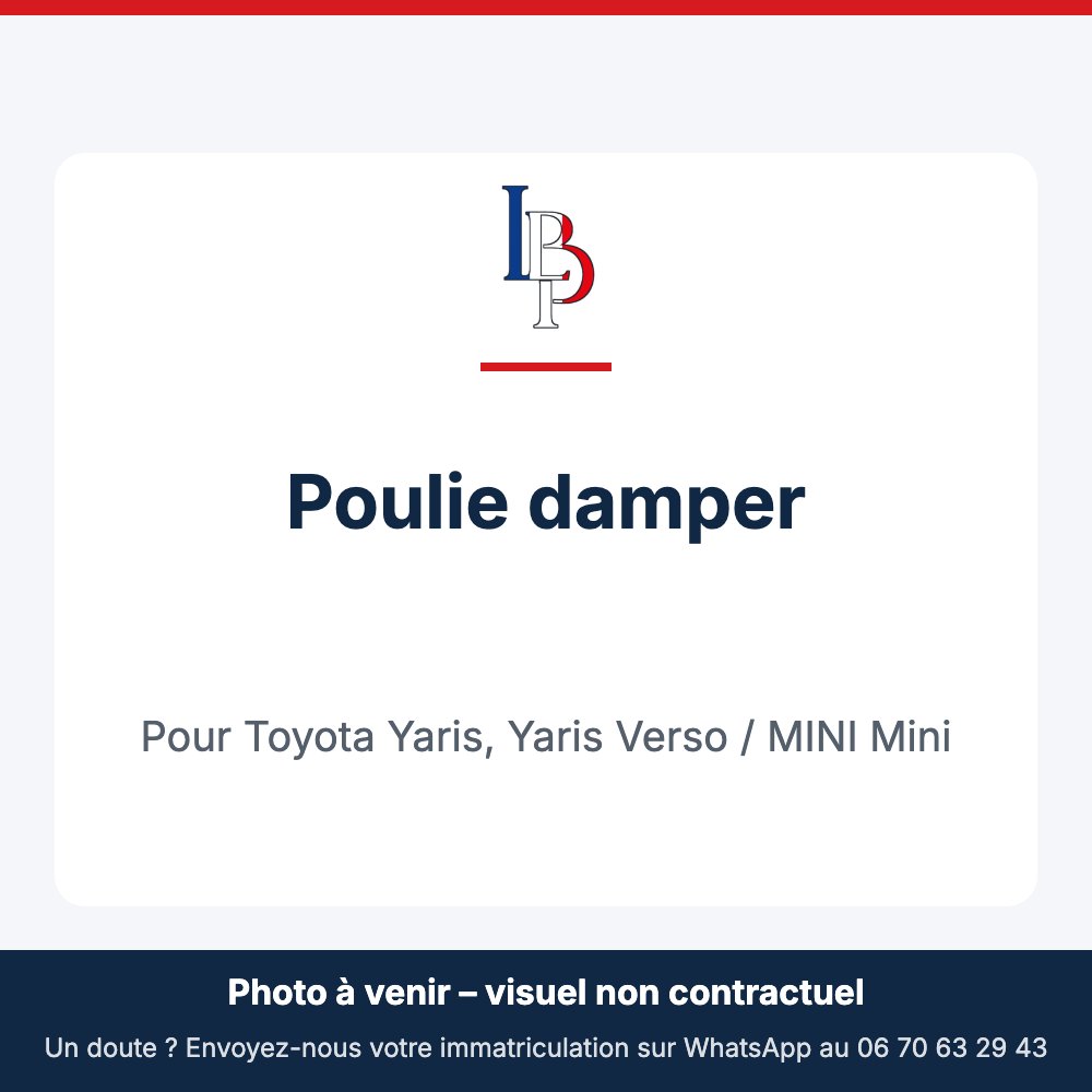 Poulie damper pour Toyota Yaris, Yaris Verso / MINI Mini