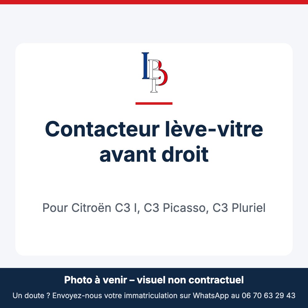 Contacteur lève-vitre avant droit pour Citroën C3 I, C3 Picasso, C3 Pluriel