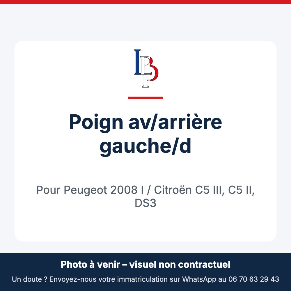 Poign av/arrière gauche/d pour Peugeot 2008 I / Citroën C5 III, C5 II, DS3