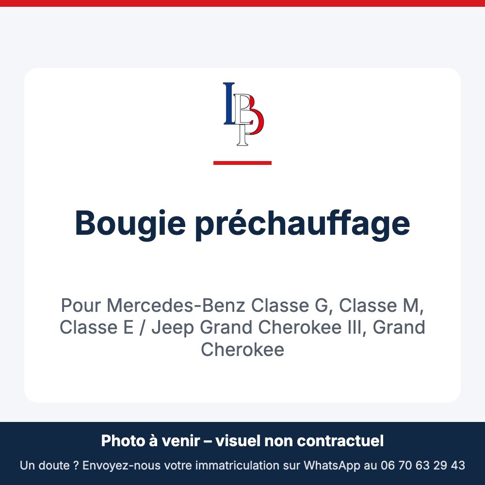 Bougie préchauffage pour Mercedes-Benz Classe G, Classe M, Classe E / Jeep Grand Cherokee III, Grand Cherokee