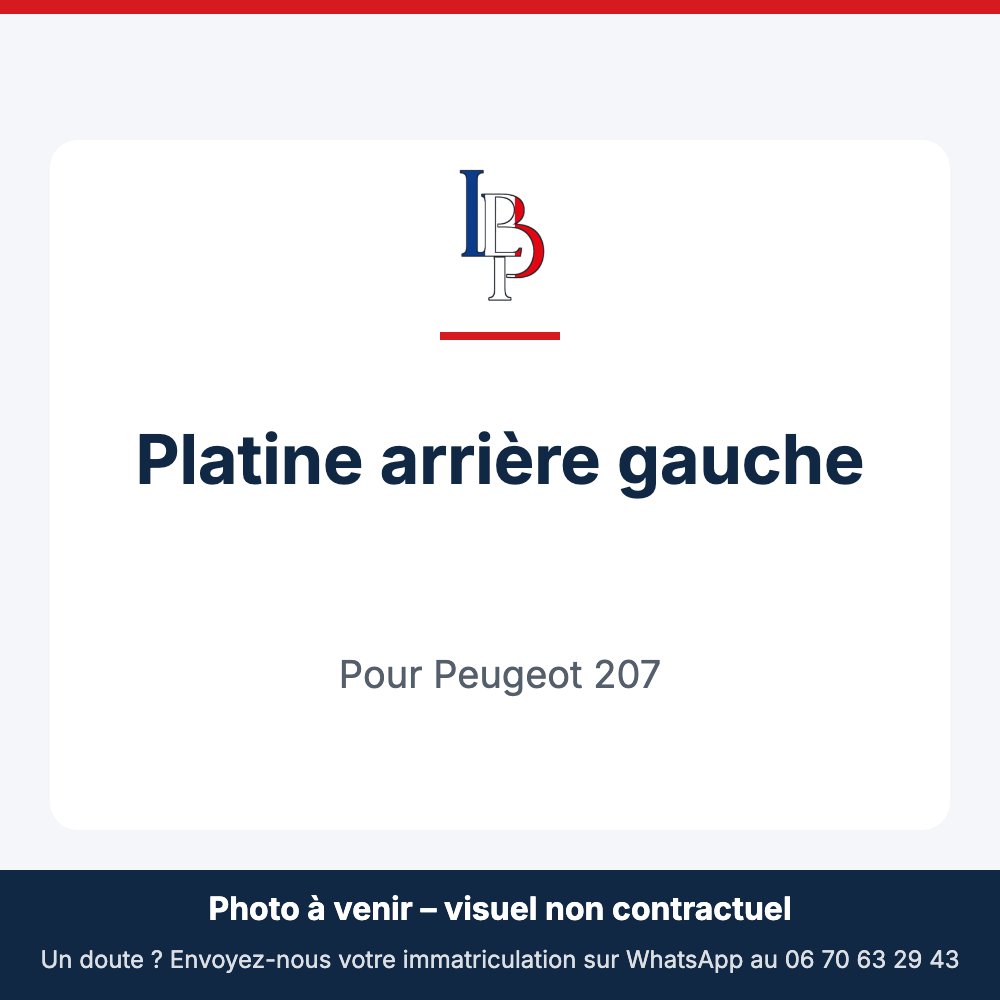 Platine arrière gauche pour Peugeot 207