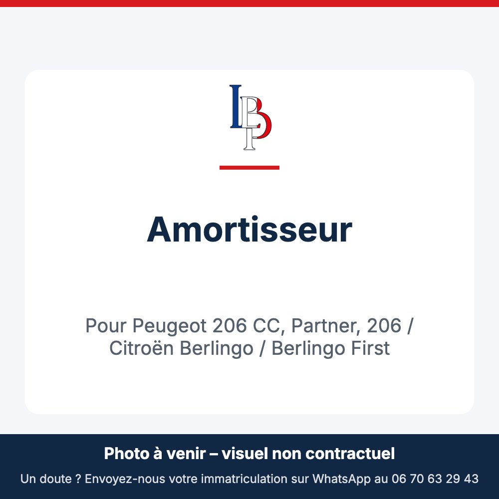 Amortisseur pour Peugeot 206 CC, Partner, 206 / Citroën Berlingo / Berlingo First