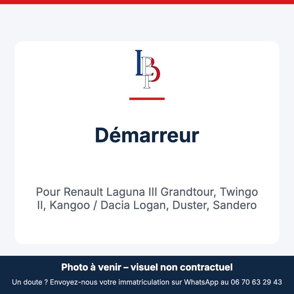 Démarreur pour Renault Laguna III Grandtour, Twingo II, Kangoo / Dacia Logan, Duster, Sandero