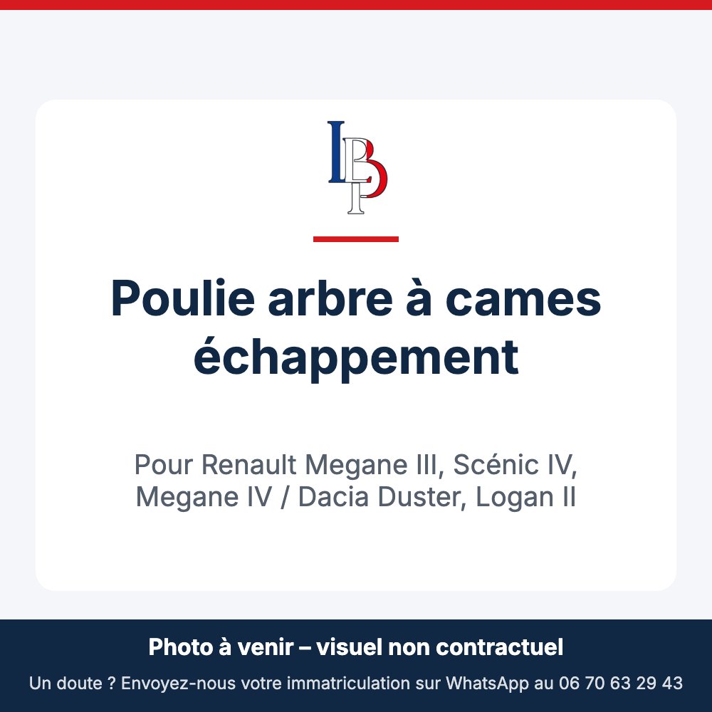 Poulie arbre à cames échappement pour Renault Megane III, Scénic IV, Megane IV / Dacia Duster, Logan II