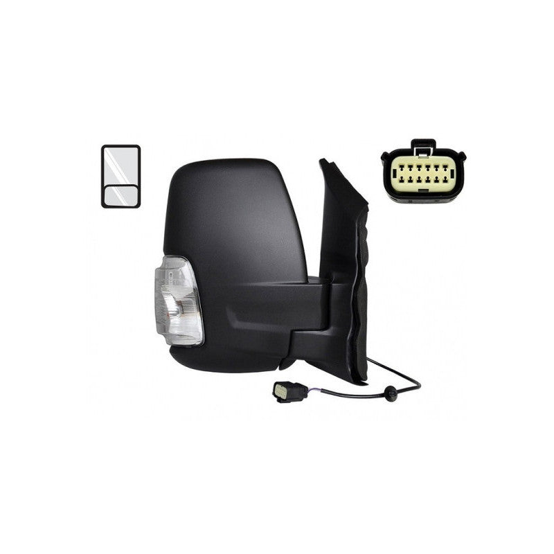 Rétroviseur rabattable électriquement droit chauffant side feu blanc court Ford Transit MK8 phase 2 depuis 2019