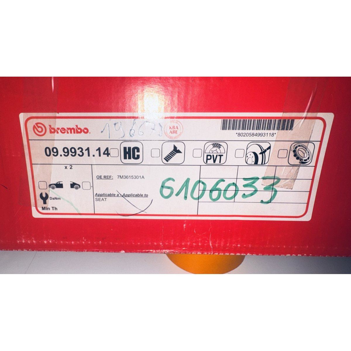 Jeu de 2 disques de frein Brembo 09.9931.14 – VW Sharan, Seat Alhambra, Ford Galaxy – photo 2