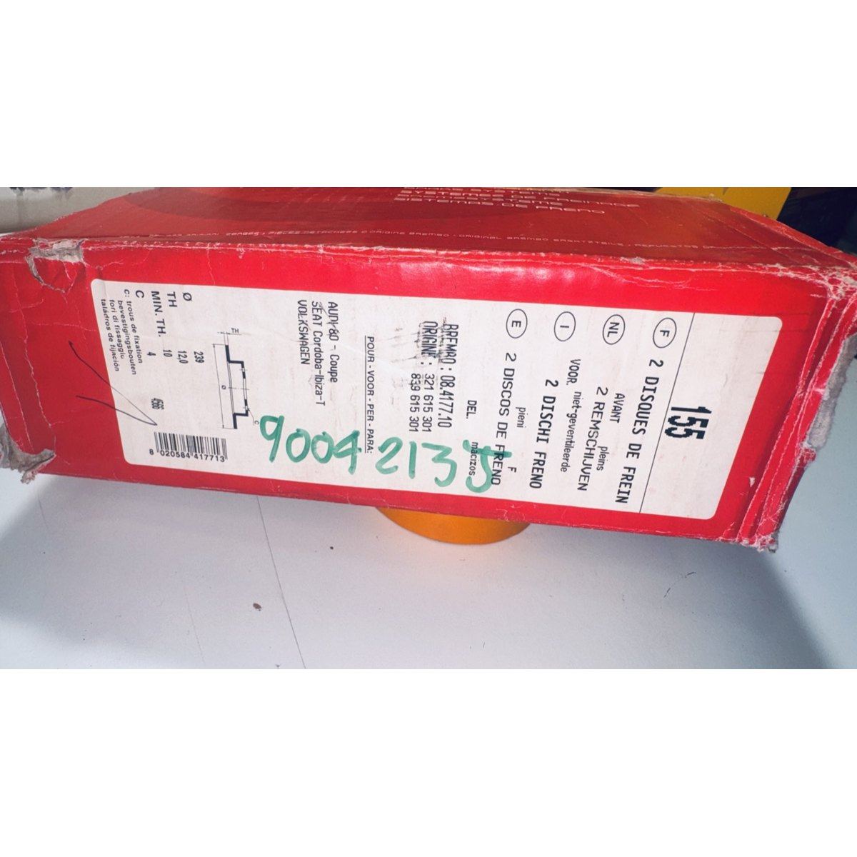 Jeu de 2 disques de frein Brembo 08.4177.10 – VW Golf III, Jetta II, Seat Ibiza, Cordoba, Audi 80